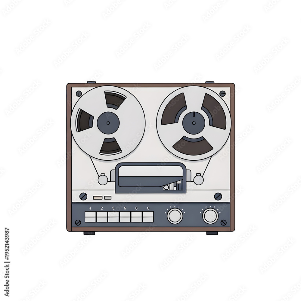 Fototapeta premium Vintage Silver Dual Cassette Player Isolated on Transparent Background for Retro Music