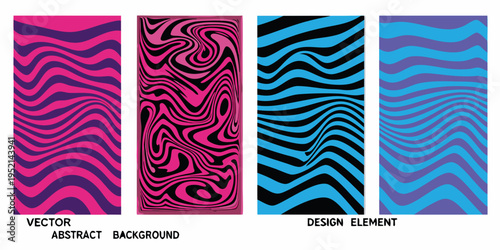 Four vibrant colorful and wavy abstract patterns arranged vertically