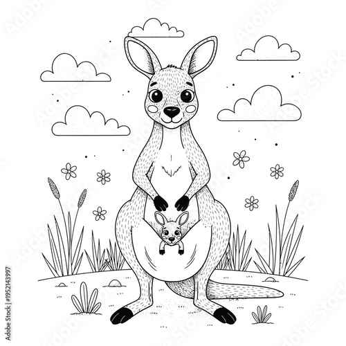 Mother kangaroo and joey celebrating mothers day with love