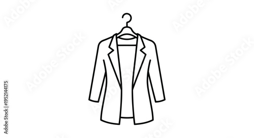 Vector illustration monochrome minimal of a jacket hanging on a hanger isolated on white