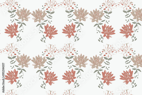 Modern floral Structured Peony Lattice Spring Evergreen Seamless Pattern  with balanced layouts, ideal for home decor, wallpaper, tech skins, packaging, and stylish fabric designs.