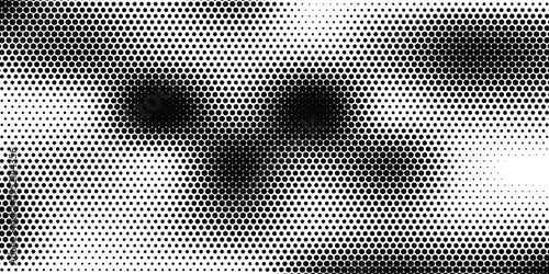 Dotted gradient vector illustration, white and black halftone background