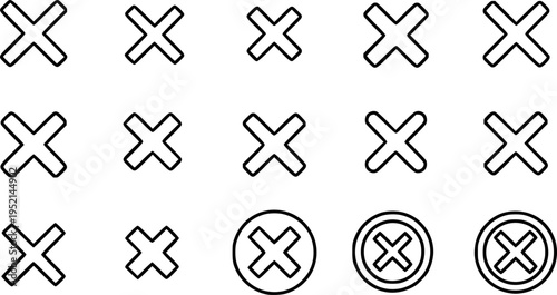 Set of cross icons Vector reject or ban icons