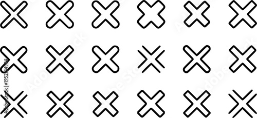 Set of cross icons Vector reject or ban icons