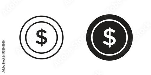 Coin icon for web and mobile app. Vector icons