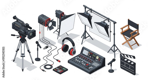 Video Production Equipment Collection for Filmmaking and Recording.