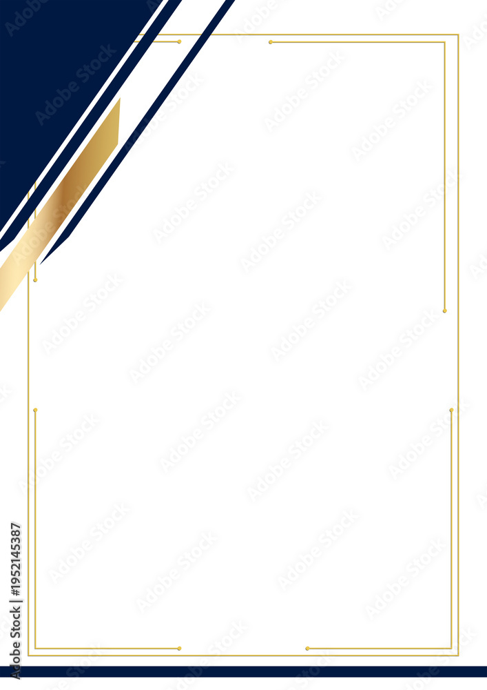 Obraz premium Elegant Geometric certificate background Design with Navy Blue and Gold Accents.