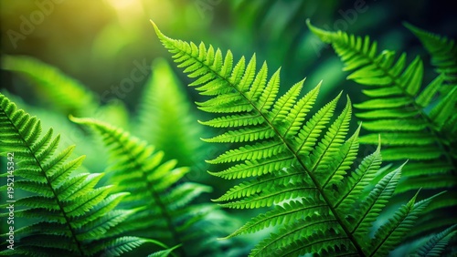 Title A lush green fern and leaf pattern