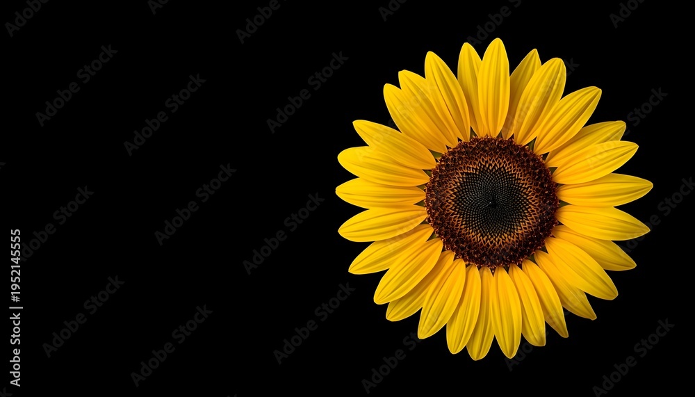 Obraz premium Bright Yellow Sunflower Isolated on Black Background