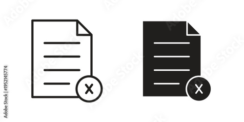 Delete Document icon for web and mobile app. Vector icons