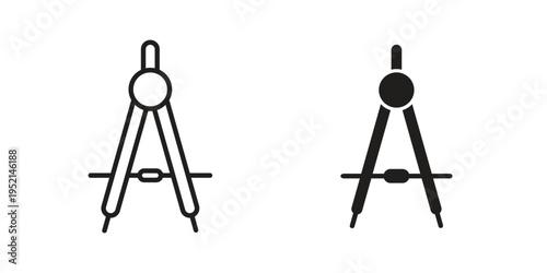 Drafting compass icon for web and mobile app. Vector icons