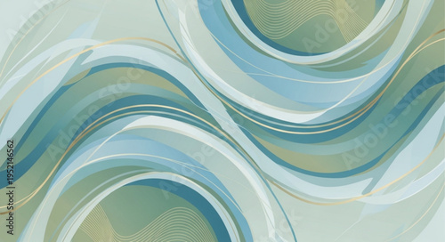 Abstract Swirls of Blue and Green Paint.