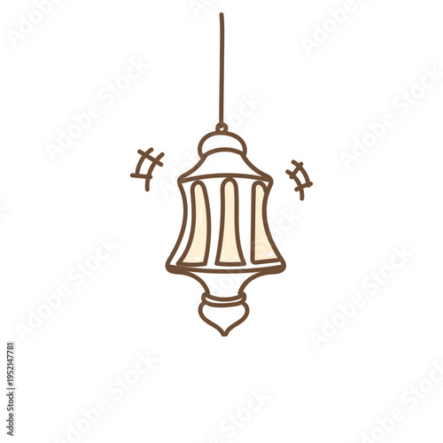 hand drawing doodle sketch islamic lantern collection fro islamic celebration event 