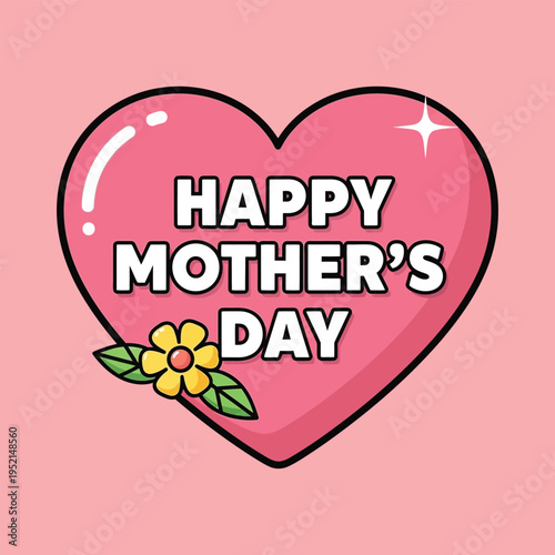 Happy mothers day heart with flower greeting card