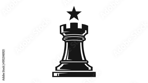 Illustration of Black Chess King Piece with Star