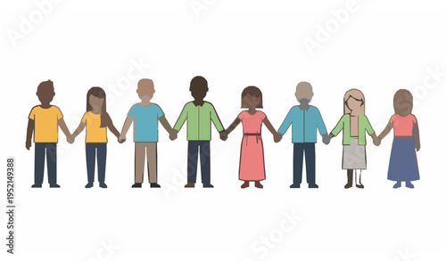 Zero discrimination day diverse people holding hands equality vector illustration