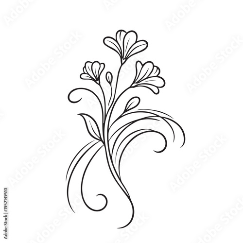 Simple vector of flowing lines forming a flower shape, with minimal detail and abstract style, creating an elegant and artistic design full of soft and modern visual appeal.