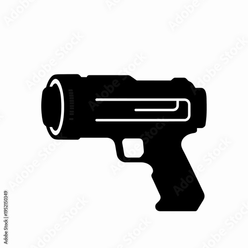 Flat vector illustration of a retro plastic water gun blaster for a child or teenager playing outdoors in the summer, minimalist toy icon for childhood fun and backyard water fights, isolated on white