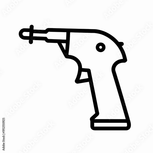 Industrial Handheld Pneumatic Grease Gun Vector Illustration, Black and White Minimalist Tool Icon for Mechanical Maintenance and Automotive Repair Concepts Isolated on White Background