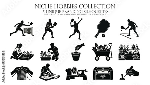 niche hobbies collection 15 unique branding silhouettes 