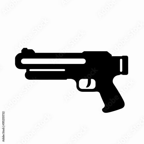 Minimalist flat vector illustration of a single high-tech water blaster toy gun silhouette for summer outdoor fun and childhood games isolated on white background