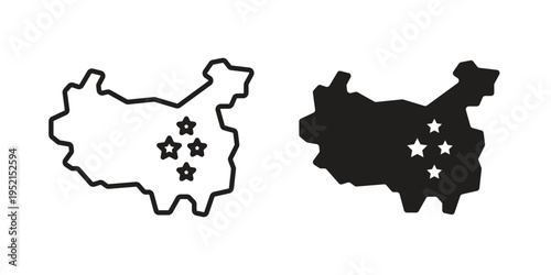 China map icon silhouette. Editable stroke. Line vector illustration design