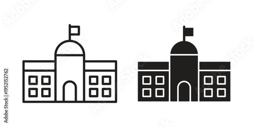 City hall icon silhouette. Editable stroke. Line vector illustration design