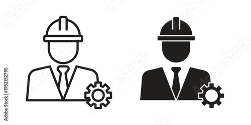 Civil Engineer icon silhouette. Editable stroke. Line vector illustration design