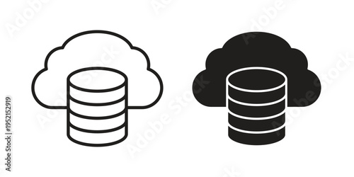 Cloud server icon silhouette. Editable stroke. Line vector illustration design