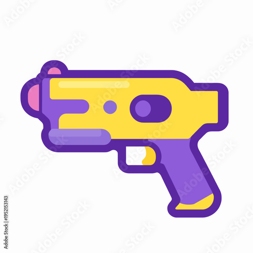 Single plastic water blaster gun for Songkran festival celebration, colorful toy for summer outdoor water fight, flat vector illustration of Southeast Asian New Year equipment isolated on white