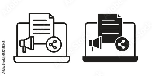 Content marketing icon silhouette. Editable stroke. Line vector illustration design
