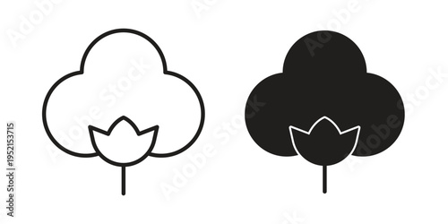 Cotton icon silhouette. Editable stroke. Line vector illustration design