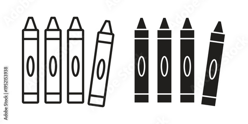 Crayon icon silhouette. Editable stroke. Line vector illustration design