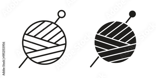 Crochet icon silhouette. Editable stroke. Line vector illustration design