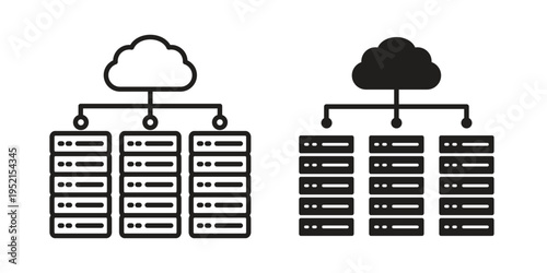 Data center icon silhouette. Editable stroke. Line vector illustration design