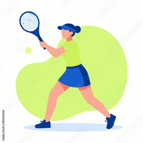 Athletic Young East Asian Woman Playing Tennis in Mid-Swing Action, Professional Athlete in Vibrant Sportswear During Outdoor Training Session, Concept of Fitness, Health, and Competitive Sports