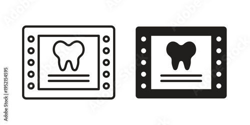Dental X ray icon silhouette. Editable stroke. Line vector illustration design