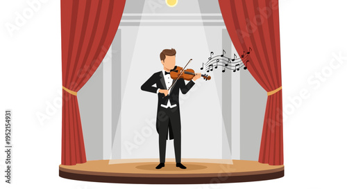 Man playing violin on stage solo.