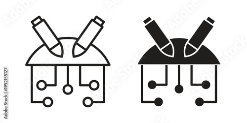 DOS icon silhouette. Editable stroke. Line vector illustration design