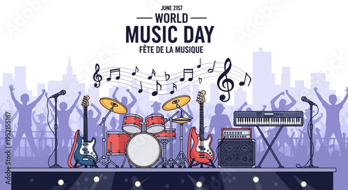 Music band performing on stage live.