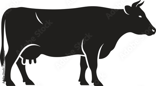 Black silhouette of a dairy cow with farm animal