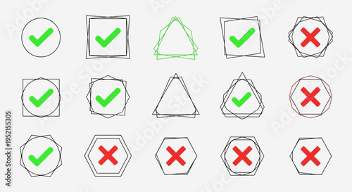 Green checkmarks and thumbs up icons for approval and confirmation