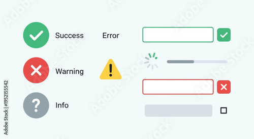 Interface elements for success error warning and information design