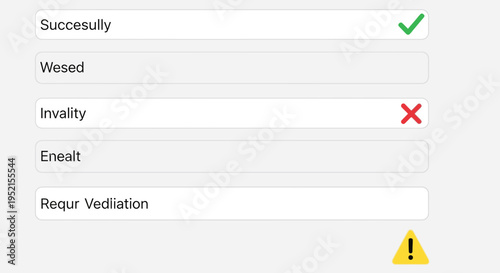 Interface design with success and error indicators for application interface