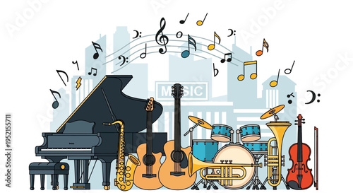 Musical instruments for jazz performance.