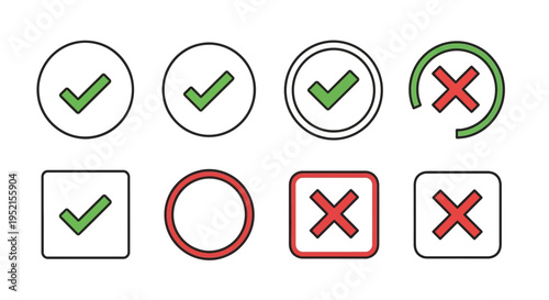 Free Download Set of check marks and crosses in different geometric shapes - GFXLoad