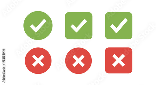 Set of check marks and crosses on various shapes and backgrounds Free Download Set of check marks and crosses on various shapes and backgrounds - GFXLoad