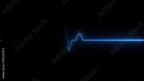 Red EKG flat line. Cardiogram pulse monitor showing heart attack emergency or cardiac arrest. Medical device animation.