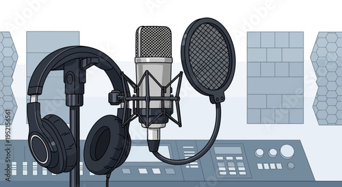 Professional Recording Studio Microphone Headphones.