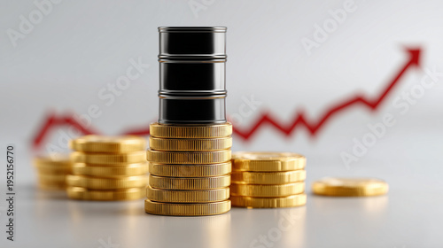 Oil barrel and gold coins w...